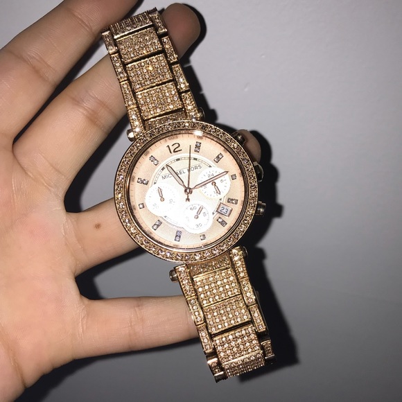 Michael Kors Rose Gold Bling/Diamond Parker Watch - Picture 4 of 8
